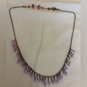 Chic Lavender Teardrop Necklace Mixed metals handmade by me.